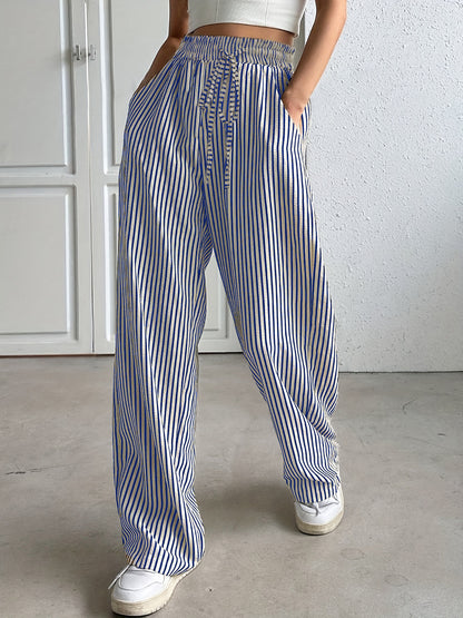 Ladies Wide Striped Pants Chic and Style