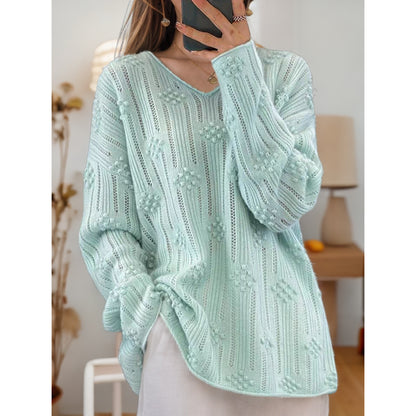 Pull en tricot pour femmes avec motif détaillé et décolleté en V Chic und Stil