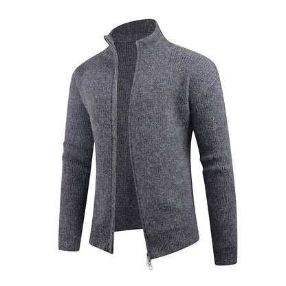 Knitted pullover for men with modern zipper and textured fabric Chic and Style