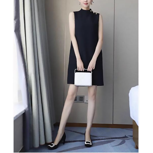 Robe shift sophistiquée sans manches pour femmes avec détails de boutons Chic und Stil