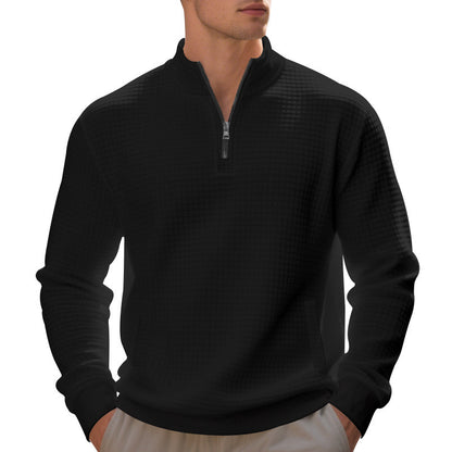Sporty pullover for men with zipper and textured surface Chic and Style