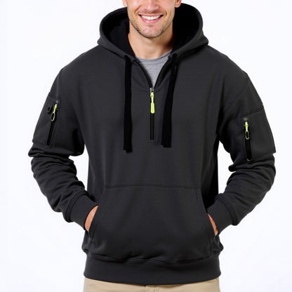 Homme pull à capuche tendance avec poches polyvalentes et fermeture éclair moderne Chic und Stil