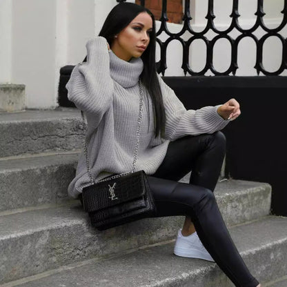 Pull femme oversized avec col haut et structure Chic und Stil