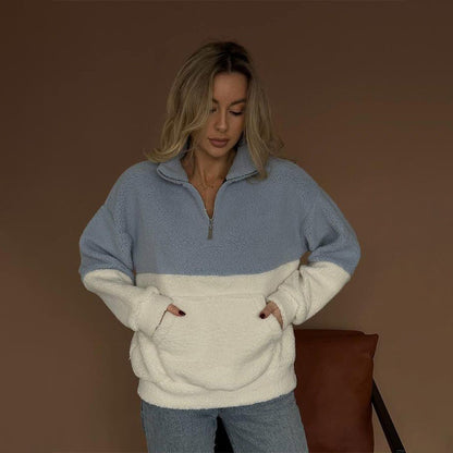 Fleece pullover for women with high collar and zipper Chic und Stil