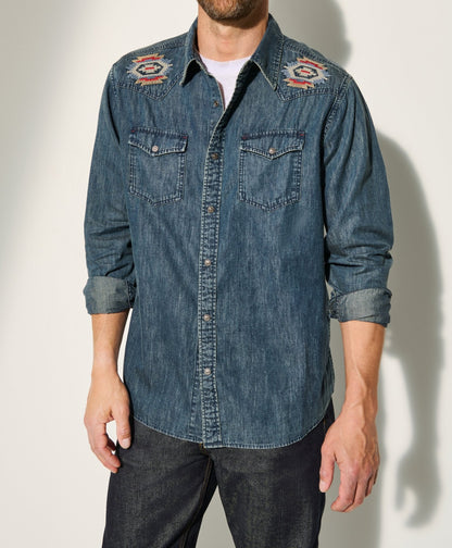 Chemises en jean pour hommes avec un design de broderie attrayant Chic und Stil