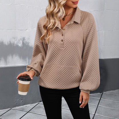 Pull oversized pour dames avec motif gaufré texturé et patte de boutonnage Chic und Stil
