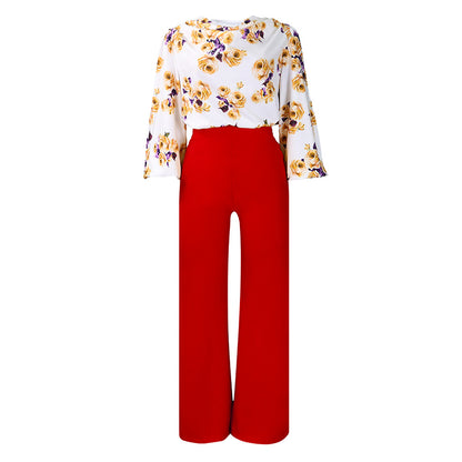 Combinaison pour femmes avec haut floral et pantalons larges Chic und Stil