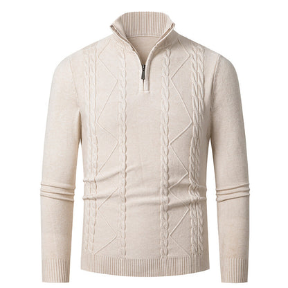 Knitted pullover for men with high collar and cable pattern Chic and Style