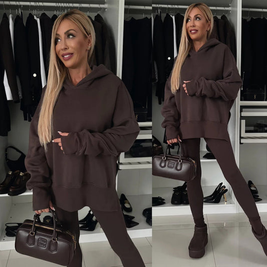 Pull-over à capuche décontracté pour dames avec motif animal et trous pour les pouces Chic und Stil