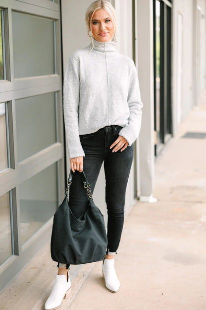 Dames élégant pull avec col haut et doux tricot fin Chic und Stil