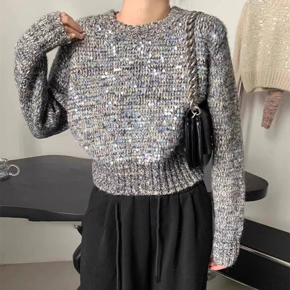 Pull en tricot scintillant pour femmes avec texture et coupe ample Chic und Stil