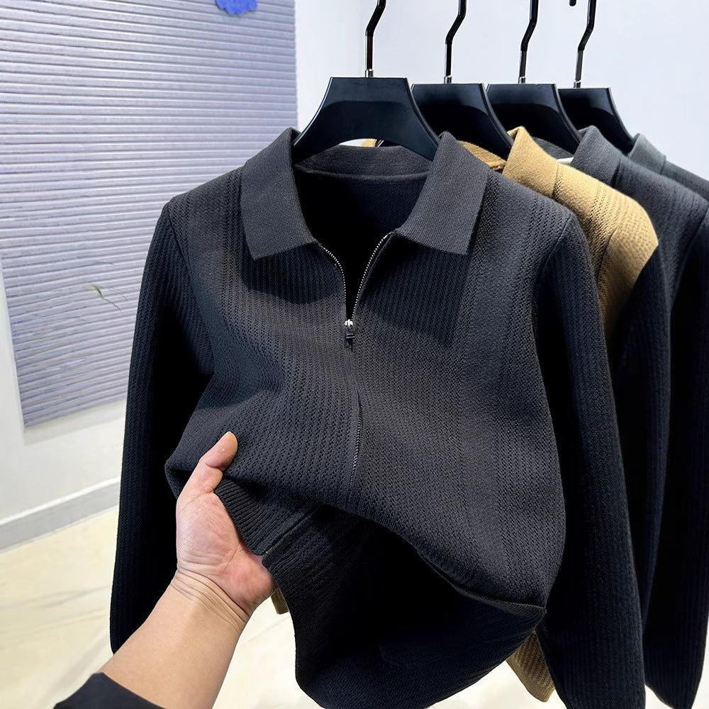 Pull femme avec fermeture éclair texturée et col classique Chic und Stil
