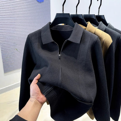 Pull femme avec fermeture éclair texturée et col classique Chic und Stil