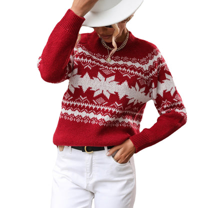 Pull en tricot pour femmes avec un joli motif norvégien Chic und Stil