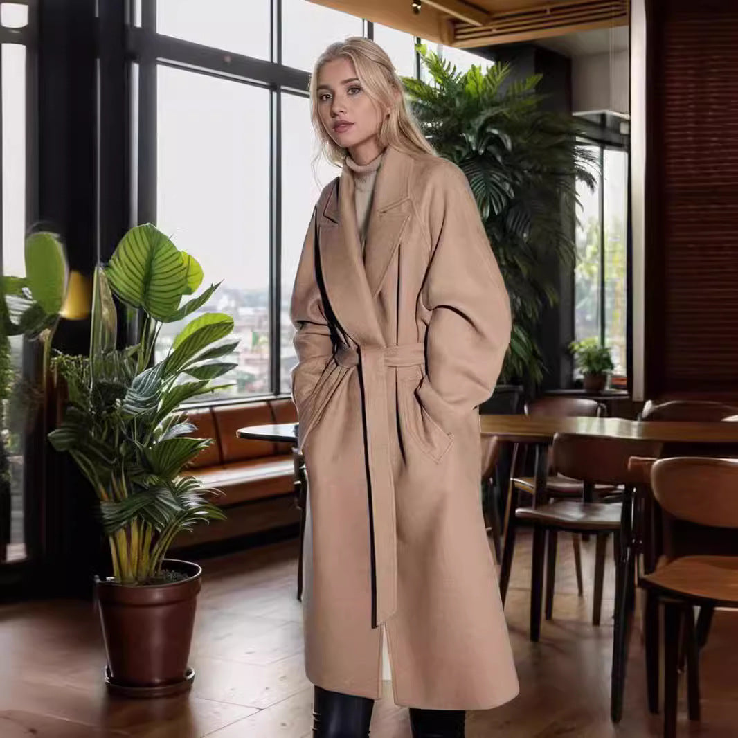 Dames élégant manteau oversized avec ceinture et poches Chic und Stil