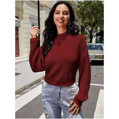 Femmes Pull en tricot à la mode avec décolleté large Chic und Stil