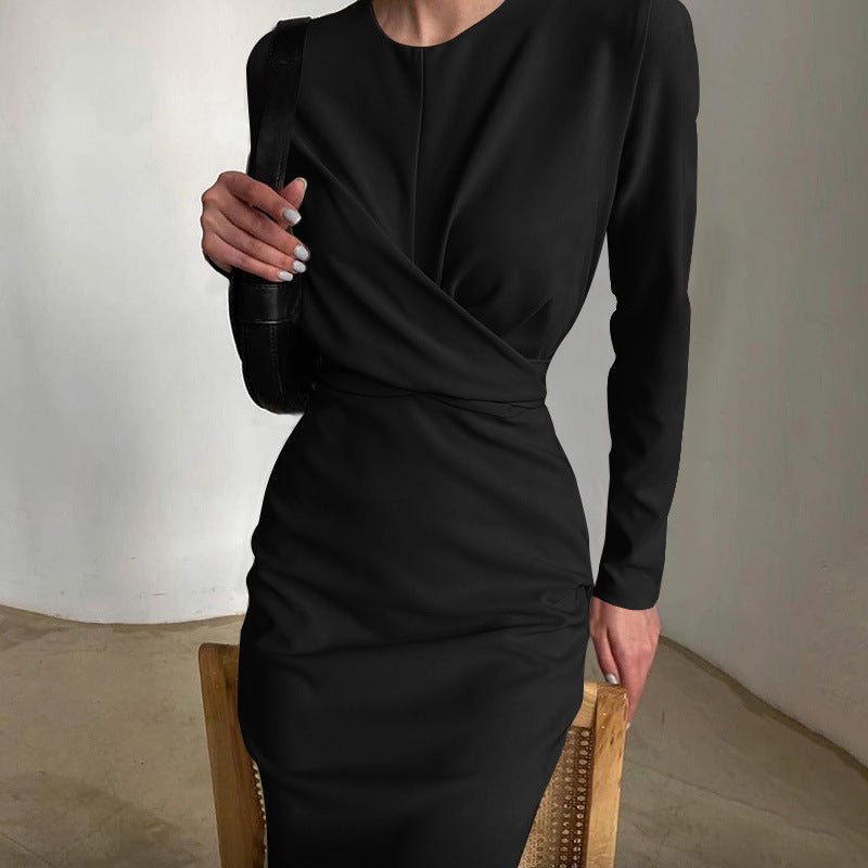 Dames Élégante robe portefeuille à manches longues et coupe fluide Chic und Stil