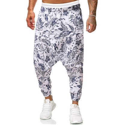 Harem pants for men with unique fancy pattern and elastic waist Chic and Style