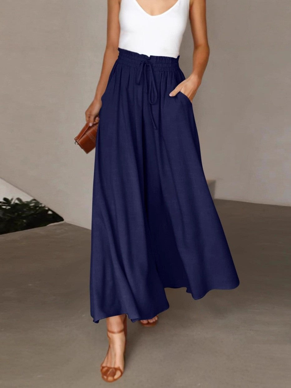 Wide-leg pants for women with elastic waistband and pockets Chic and Style