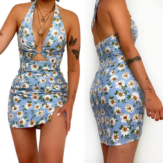 Robe halter floral pour femmes Chic und Stil
