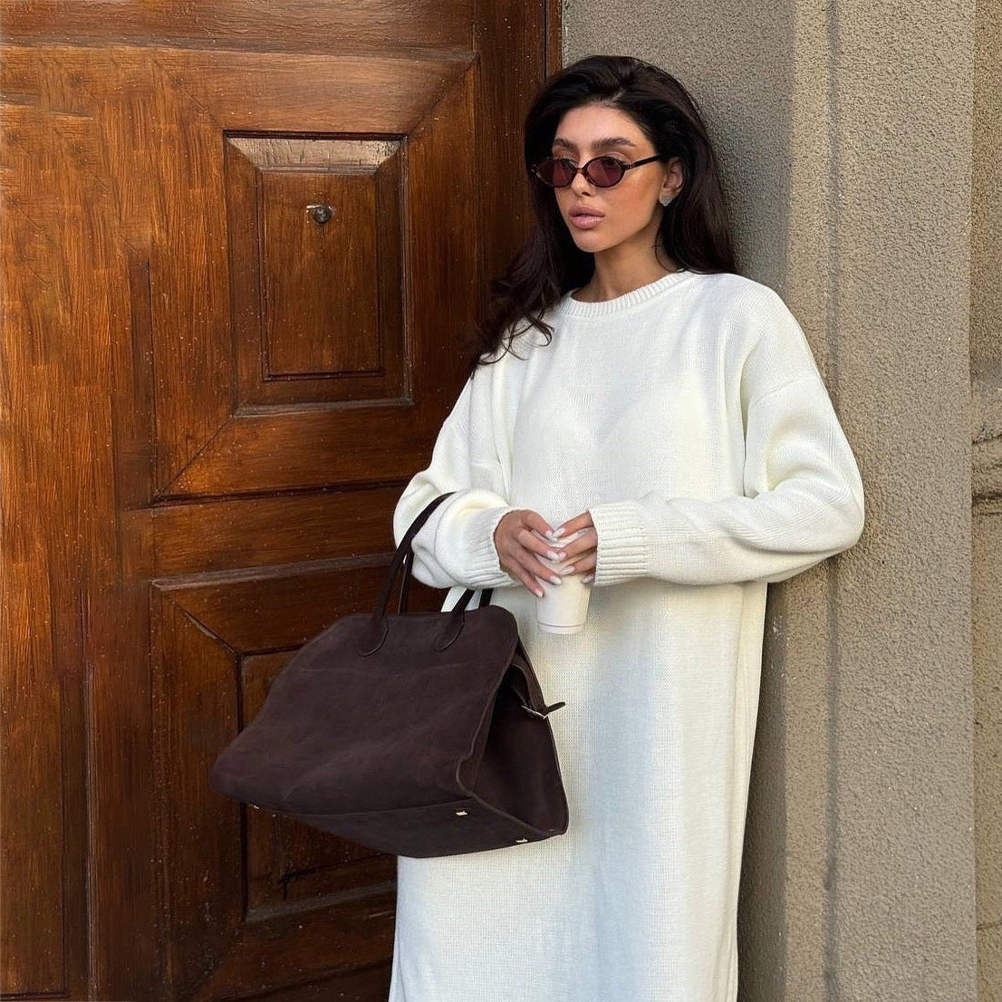 Robe en tricot pour dames avec taille élégante Chic und Stil