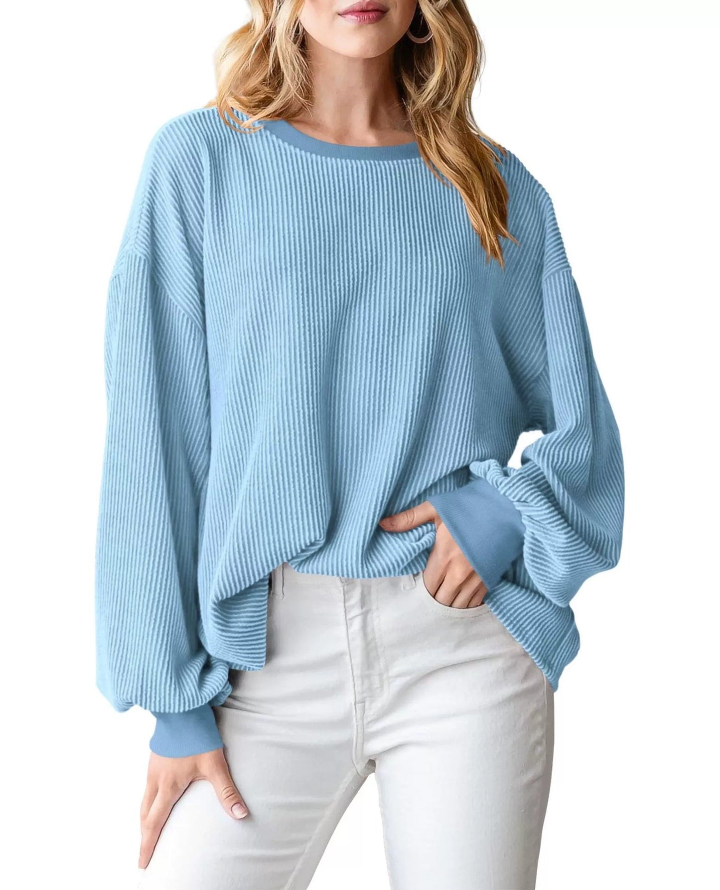 Pull en rib avec des manches amples pour femmes Chic und Stil