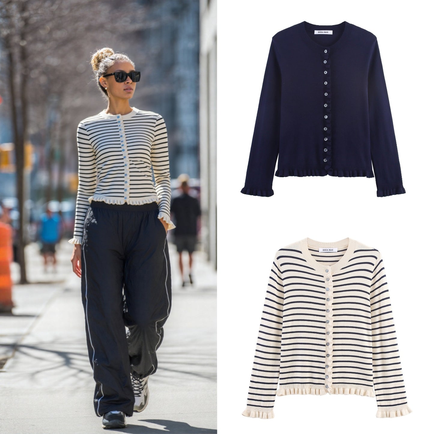 Dames cardigan élégant avec détails en volants Chic und Stil