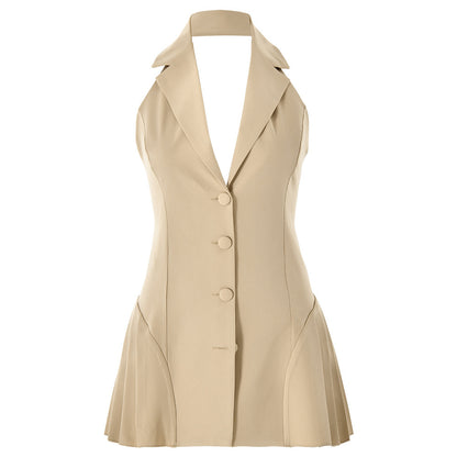 Robe blazer tendance pour femmes avec décolleté en V profond et poches latérales Chic und Stil