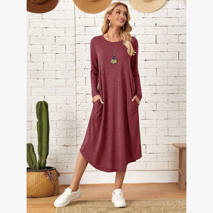 Robe longue décontractée à manches longues pour femmes avec poches pratiques Chic und Stil
