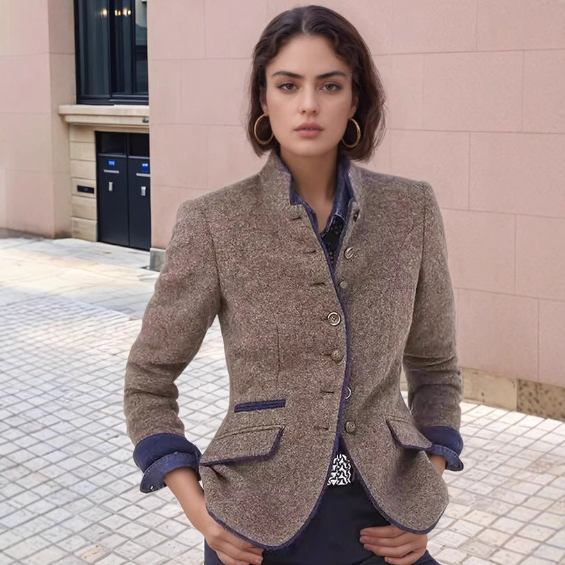 Dames blazer élégant avec boutons décoratifs et tissu texturé Chic und Stil