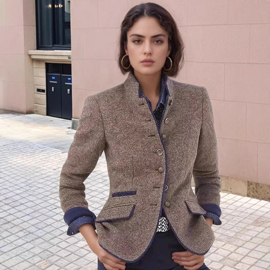 Dames blazer élégant avec boutons décoratifs et tissu texturé Chic und Stil