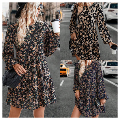 Robe de loisirs pour dames avec des manches volumineuses et des accents floraux ludiques Chic und Stil