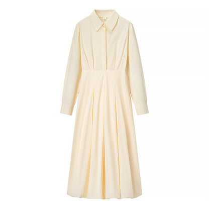 Robe chemise élégante pour femmes avec des plis tendance et des manches longues Chic und Stil