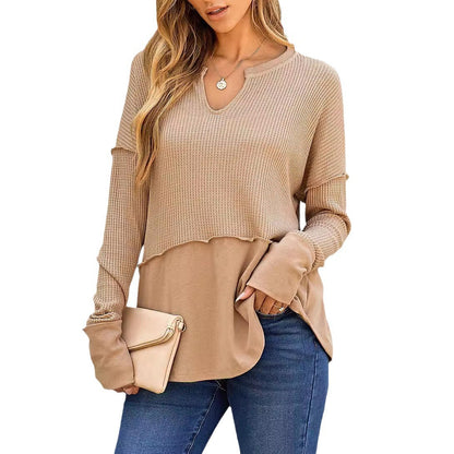 Pull-over en maille décontracté pour femmes avec décolleté en V et texture Chic und Stil