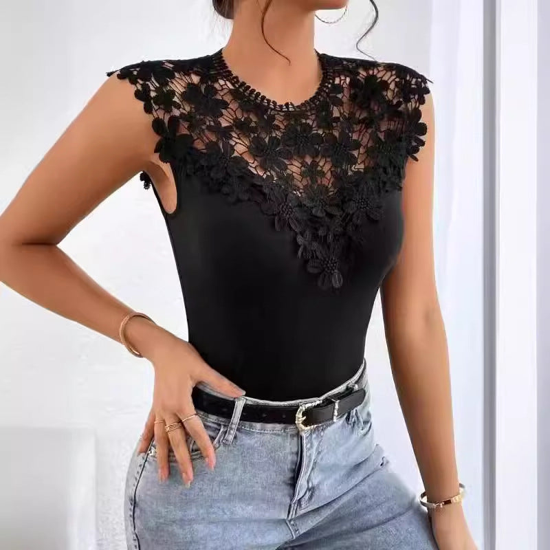 Ladies Floral Lace Detail Bodysuit Chic and Style