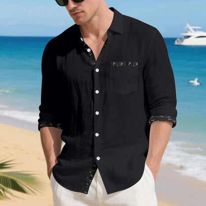 Chemise décontractée à manches longues pour hommes avec col tendance et poche poitrine Chic und Stil