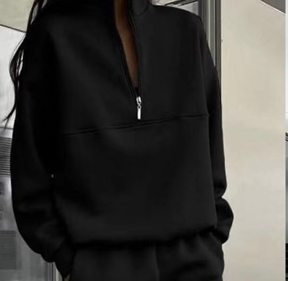 Women's high collar pullover with half zipper Chic und Stil