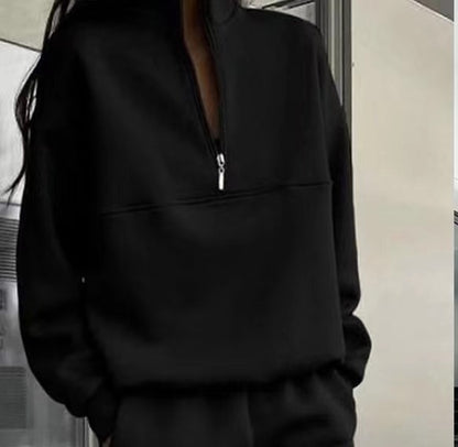 Women's high collar pullover with half zipper Chic und Stil