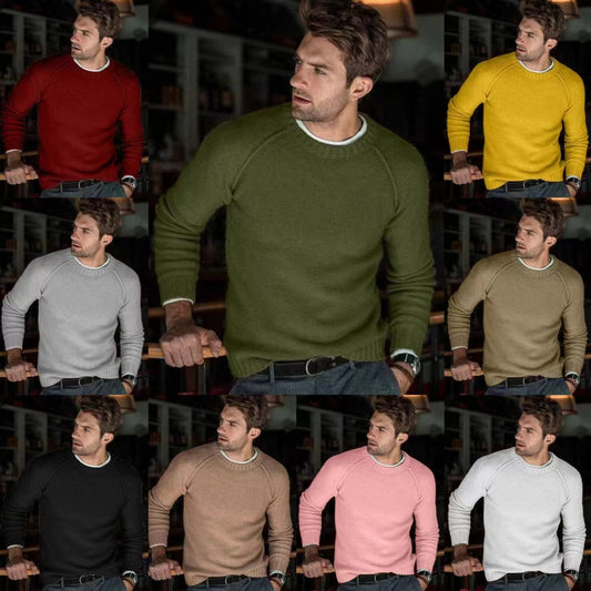 Pull-over rond col ras du cou pour hommes en tricot fin Chic und Stil