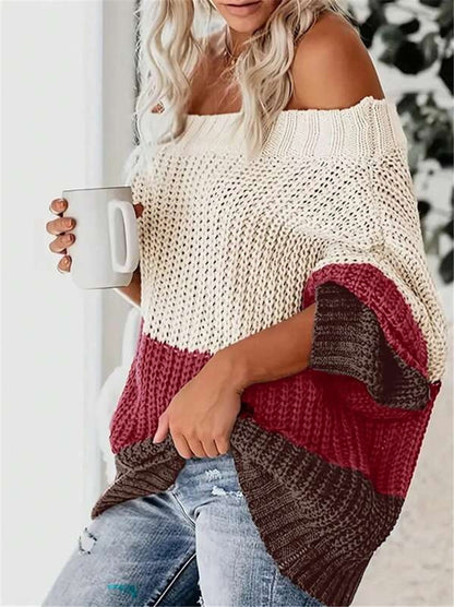 Pull en tricot surdimensionné pour femmes avec une coupe décontractée et épaule ouverte Chic und Stil