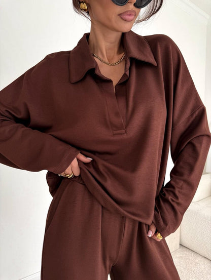 Chemise polo décontractée pour femmes avec patte de boutonnage et manches larges Chic und Stil