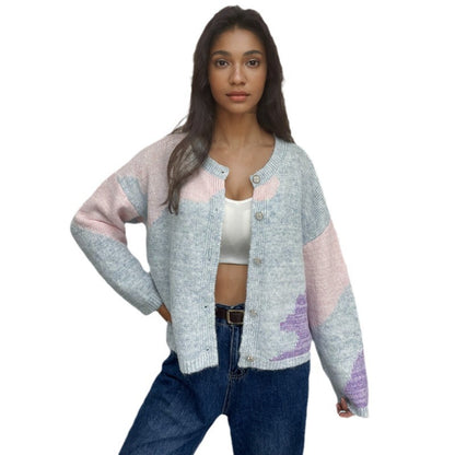 Pull créatif pour femmes en tricot avec décolleté asymétrique et design coloré Chic und Stil