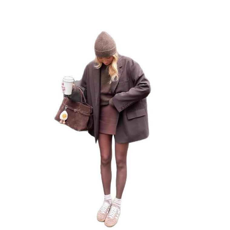 Dames Blazer Oversized en mélange de laine doux Chic und Stil