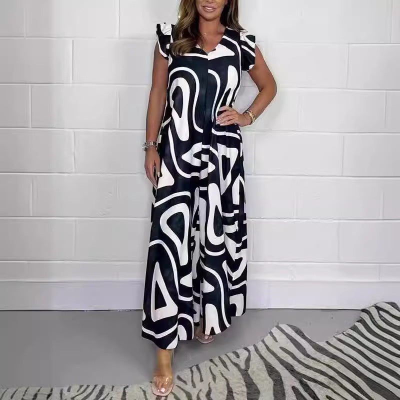 Robe maxi femme avec motif graphique moderne et coupe fluide Chic und Stil