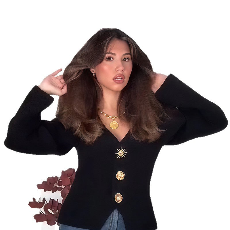 Dames Élégant Blazer-Haut avec détails de boutons décoratifs Chic und Stil