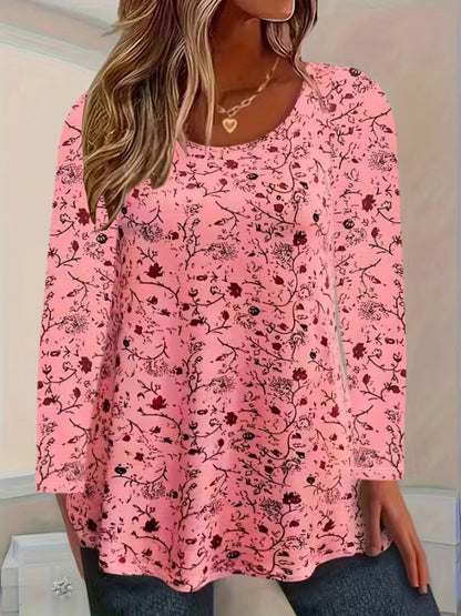 T-shirt à manches longues pour femmes avec motif floral et coupe en A Chic und Stil