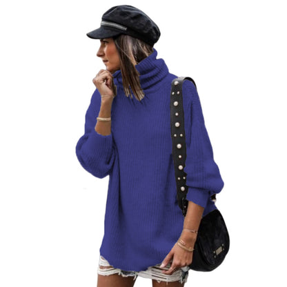 Dames pull oversized tendance col roulé Chic und Stil