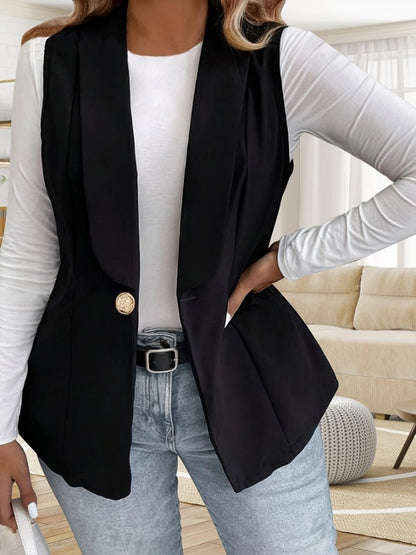 Blazer élégant sans manches pour femmes avec bouton décoratif Chic und Stil