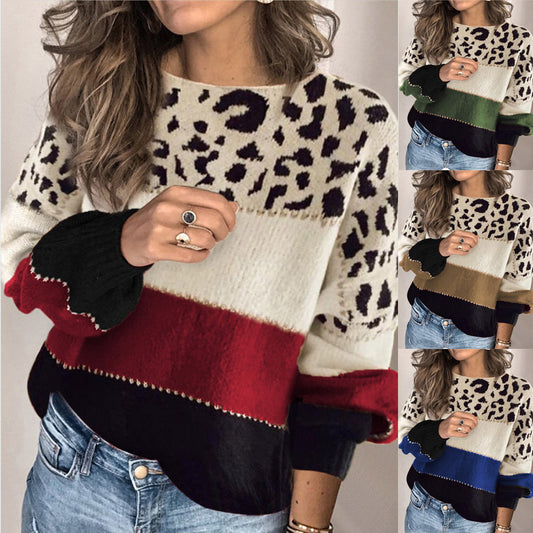 Pulls et tricots pour femmes élégants avec motif léopard et design de couleur bloc à la mode Chic und Stil