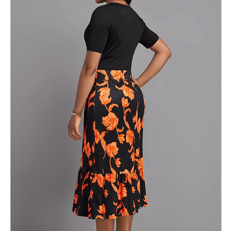Dames Robe élégante avec motif floral et détails de boutons Chic und Stil